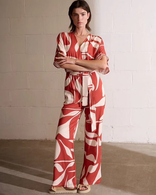 Another Label Nena Graphic Jumpsuit Rood Dames