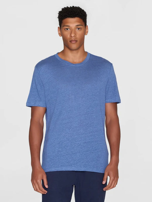 Knowledge Cotton Linen T-shirt Blauw Heren