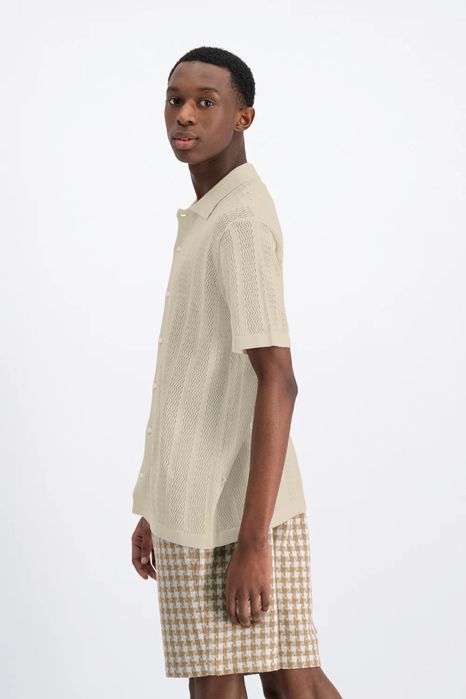 Law Of The Sea Lotan Knitted Resort Shirt Wit Heren