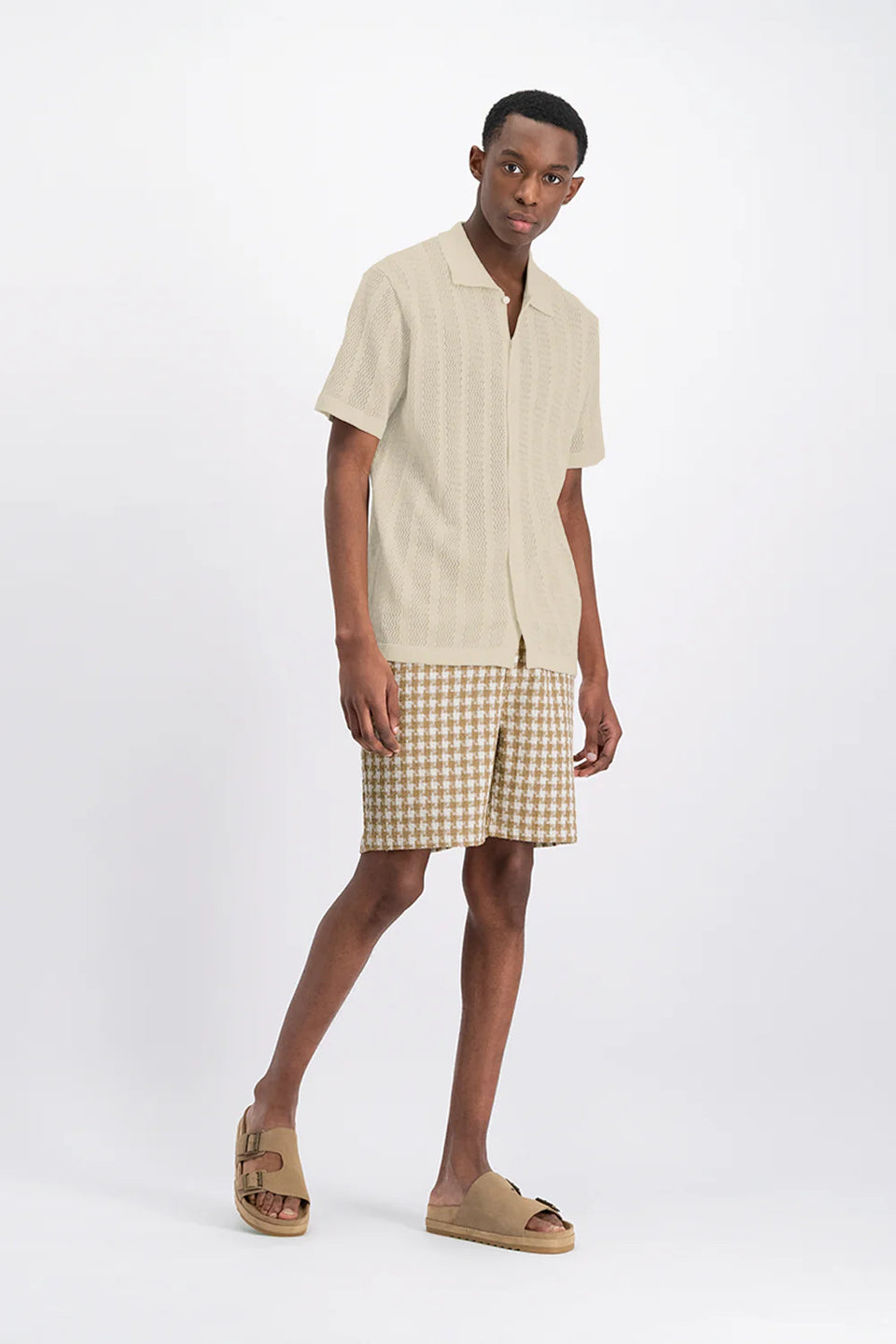 Law Of The Sea Lotan Knitted Resort Shirt Wit Heren