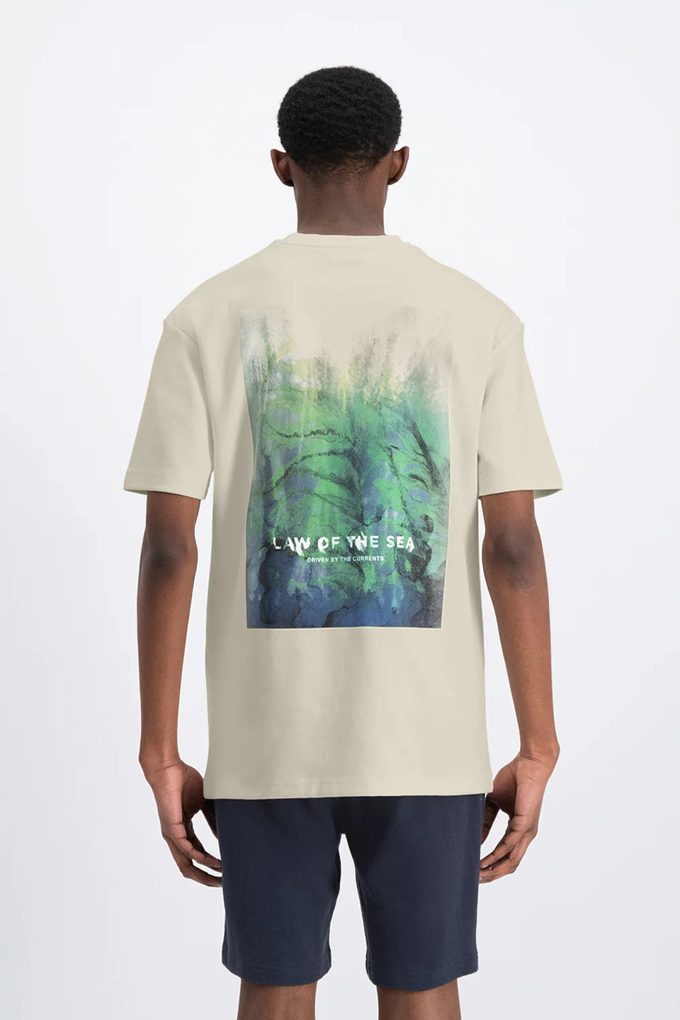 Law Of The Sea Sea Meadow Dropped Shoulder Back Print Tee Wit Heren