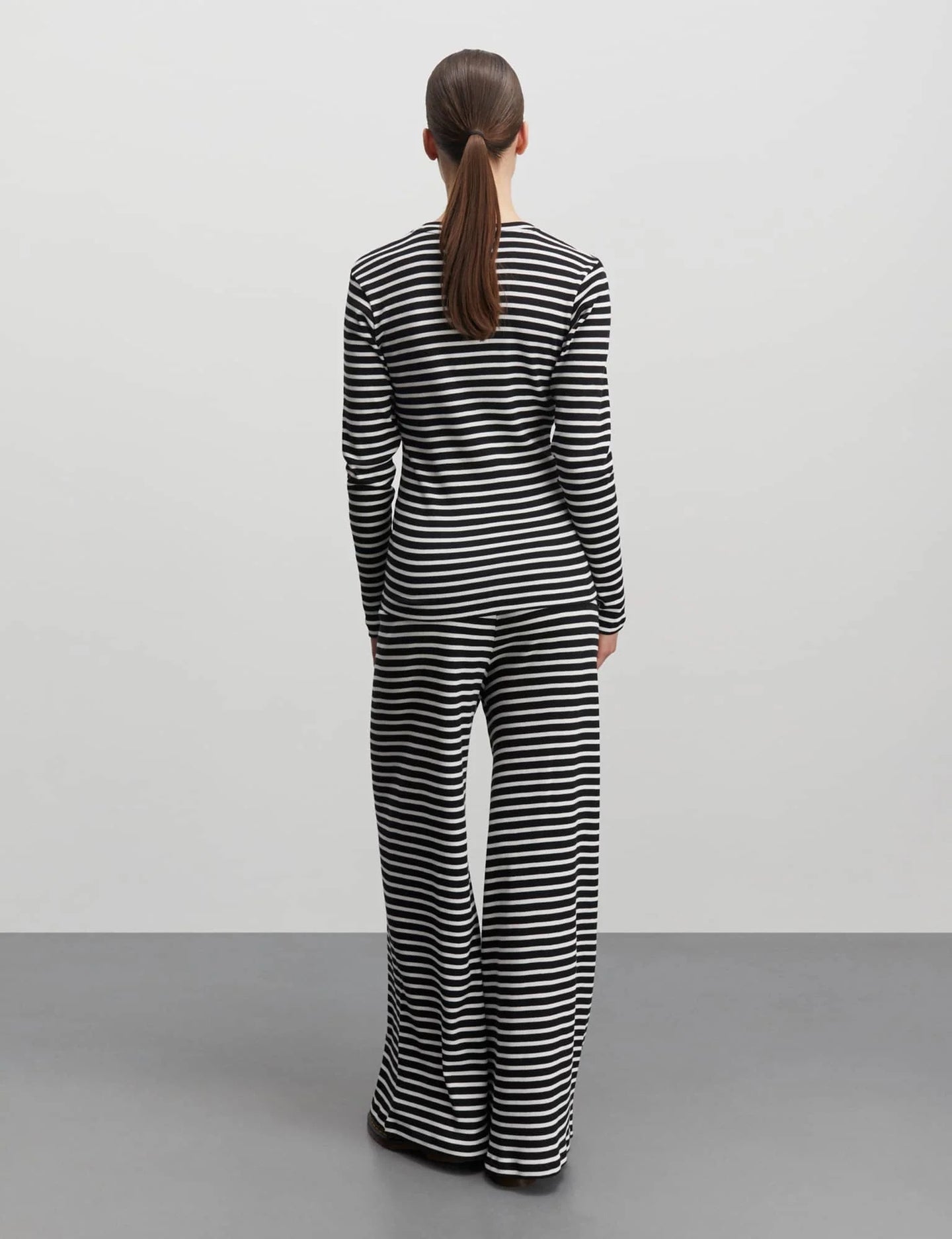 Mads Norgaard Stripe Tuba Tee Ls Zwart Dames