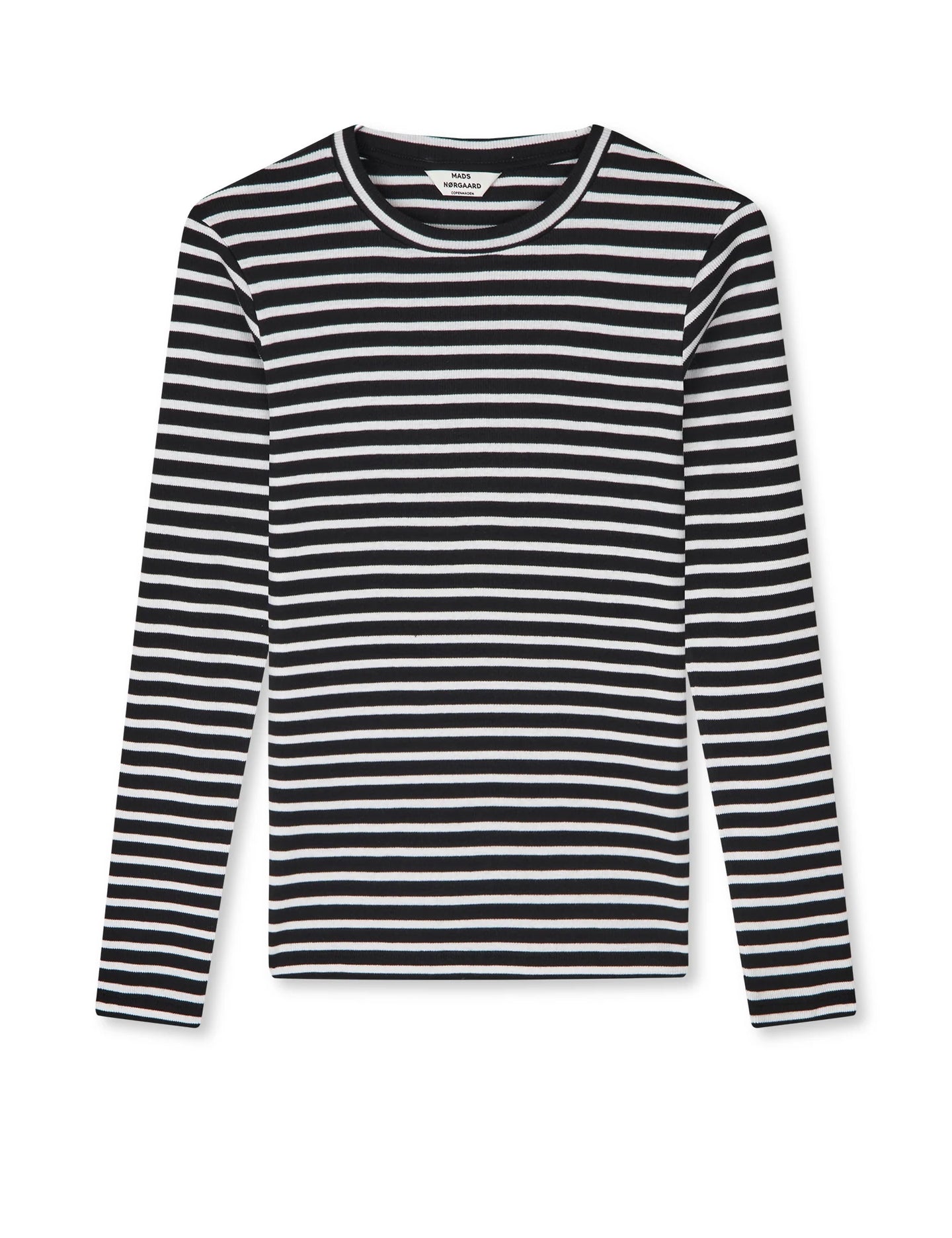 Mads Norgaard Stripe Tuba Tee Ls Zwart Dames