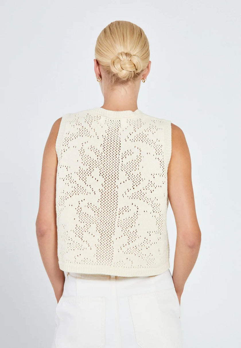 Norr Stilla Crochet Knit Tank Wit Dames