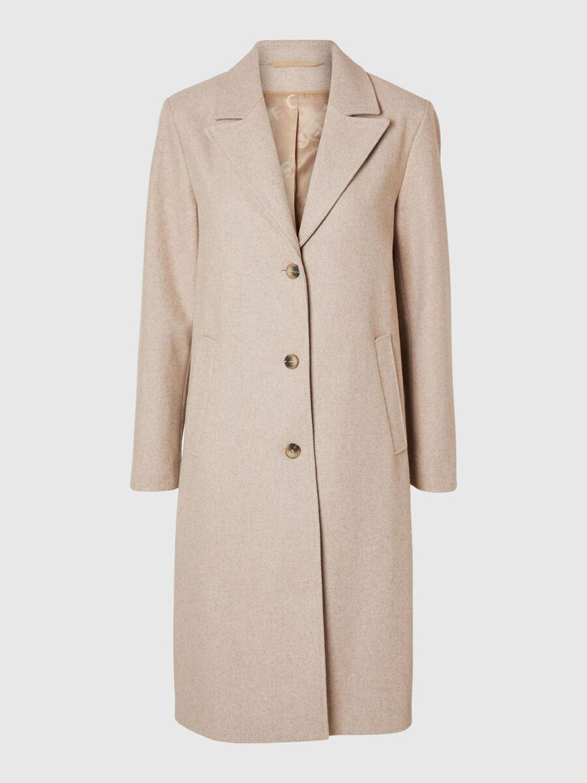 Selected Femme Alma Wool Coat Lichtbruin Dames