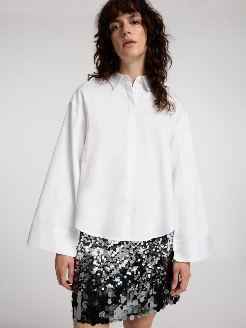 Selected Femme Jody Ls Pearl Button Shirt Wit Da