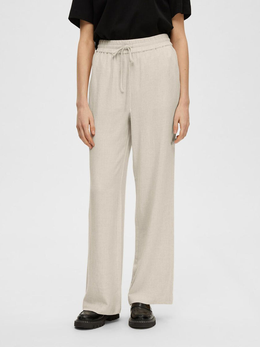 Selected Femme Viva Gulia Long Linen Pant Lichtbruin Dames