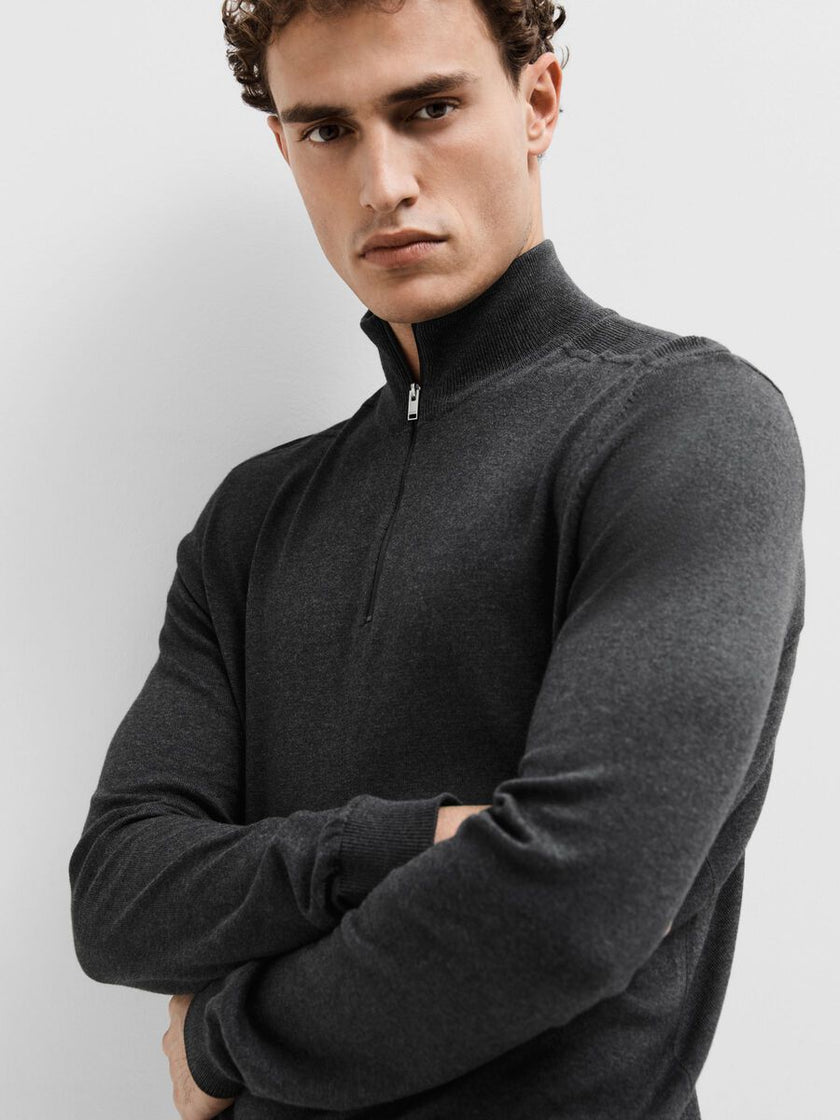 Selected Homme Berg Half Zip Knit Donkergrijs Heren